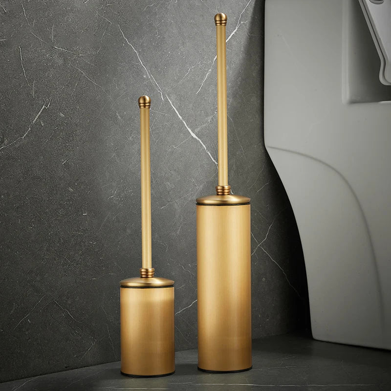 Escova e Suporte de Cobre Antigo para Vaso Sanitário